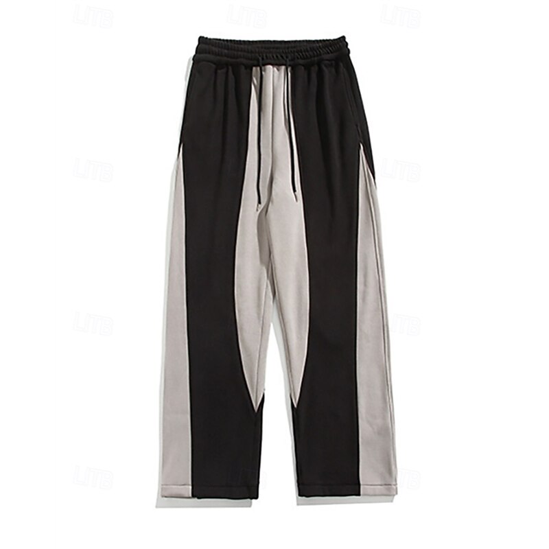 Men's Sweatpants Trousers Straight Leg Sweatpants Drawstring Pocket Elastic Waist Color Block Comfort Sports Outdoor Daily Fashion Casual Black Gray Micro-elastic2