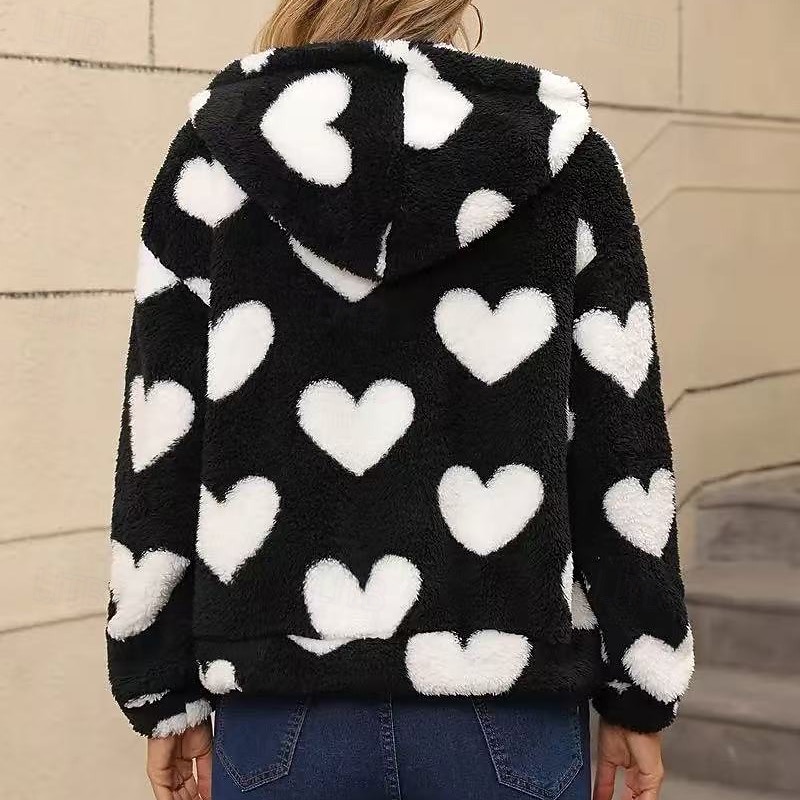 Women's Fleece Jacket Thick Warm Zip Up Long Sleeve Sports Heart Top For Outdoor Travel Vacation Activewear2