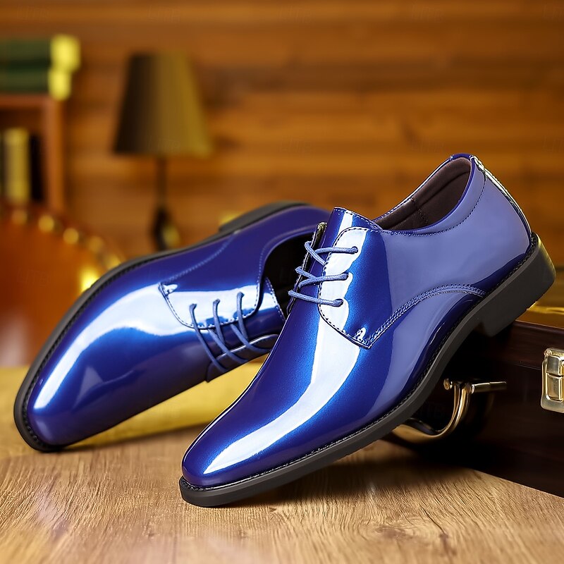 Men's Metallic Bronze Faux Leather Lace-Up Shoes – Sleek Formal Footwear for Evening Events and Dinners3