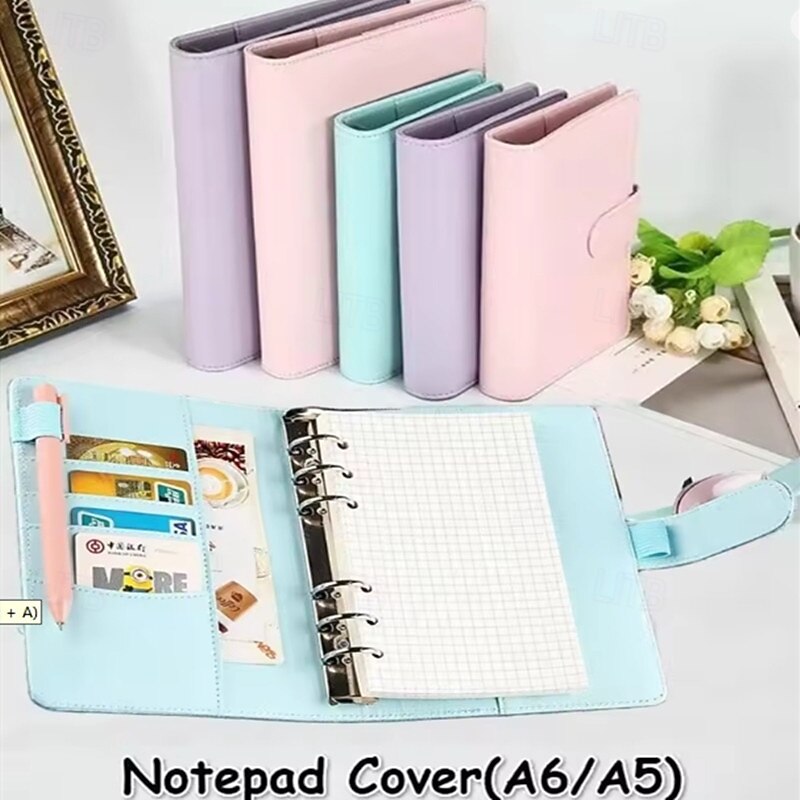 A6/A5 PU Leather DIY Binder Notebook Cover Diary Agenda Planner Paper Cover School Stationery