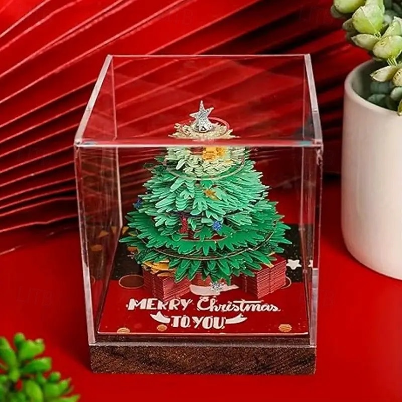 3D Memo Pad Christmas Calendar 2026 3D Calendar Creative Desk Calendar with Light Creative Tear Away Paper Carving Art Time Piece Calendar for Christmas Gifts New Year Presents3