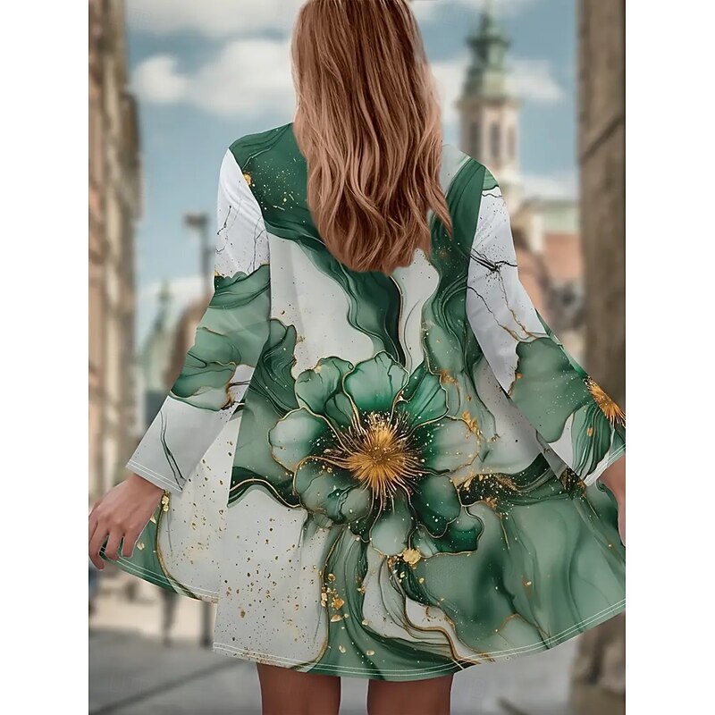 Women's Winter Coat Trench Coat Lightweight Comfortable Print Open Front Vintage Fashion Casual Floral Vacation Casual Long Collarless Regular Fit Long Sleeve Outerwear Purple Green Spring Fall3