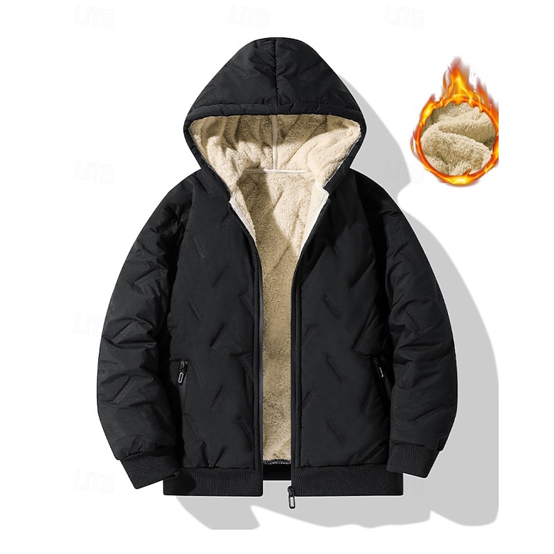 Kids Boys' Hoodie Jacket Puffer Jacket Outerwear Solid Color Long Sleeve Zipper Pocket Coat Outdoor Daily Black Gray Winter 4 years+