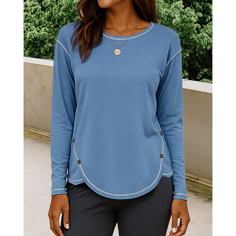 Women's Pullover Sweatshirt Casual Tops Long Sleeve Top Athleisure Fall Solid Colored Cotton Fashion Outdoor Travel Sports Sportswear Activewear Black Pink Red