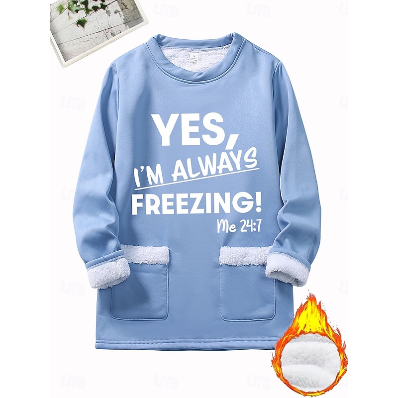 Women's Pullover Sweatshirt Pullover Graphic Letter Warm Fashion Casual Long Sleeve Crew Neck Round Neck Long Tops Street Dailywear Pocket Print Black Dark Pink Blue Gray Fall Winter3