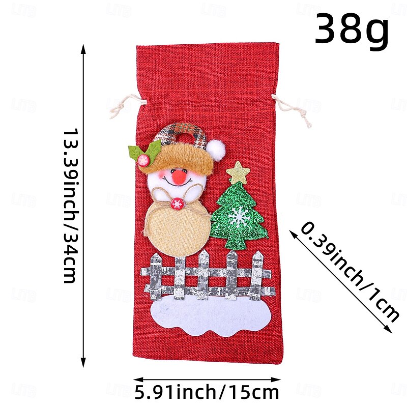 Christmas Party Supplies Holiday Decoration Santa Claus Red Wine Bag Christmas Sticker Decor Wine Bottle Cover Festive Holiday Celebration Accessory for Home Party4