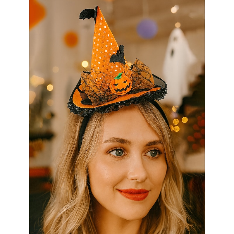 Women's Halloween Witch Hat Headband - Purple Spider and Ghost Decor Costume Accessory for Party, Cosplay and Dress Up2