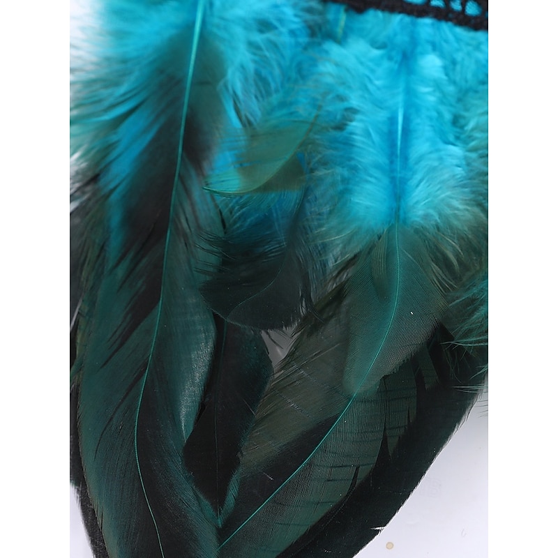 Women's Halloween Gothic Feather Wrist Cuffs, Black Lace and Colorful Feather Bracelet, Costume Accessories for Parties, Cosplay and Masquerade3