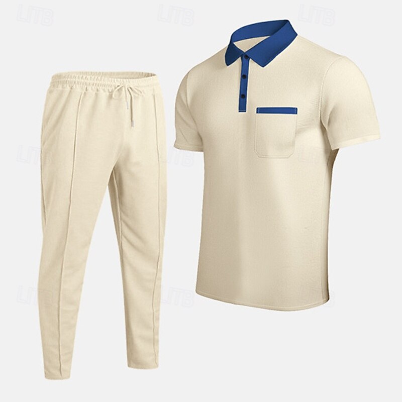 Men's Golf Shirt Golf Polos Shirts Work Casual Lapel Short Sleeve Basic Modern Color Block Patchwork Pocket Summer Spring Regular Fit Black Royal Blue Khaki Gray Golf Shirt4