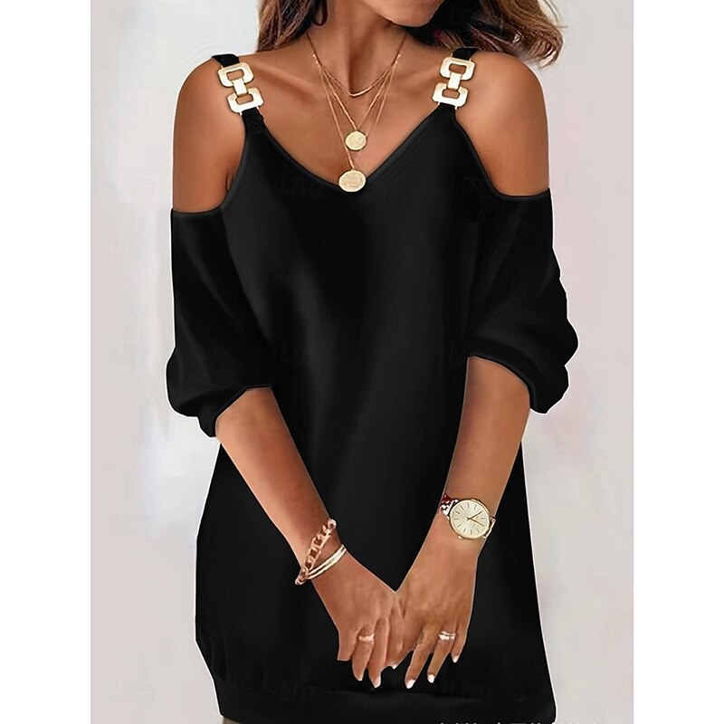 Women's Mini Dress Casual Dress Winter Dress Shift Dress Fashion Modern Daily Beach Weekend Regular Fit Plain Long Sleeve Straps Black Summer Spring Fall Autumn