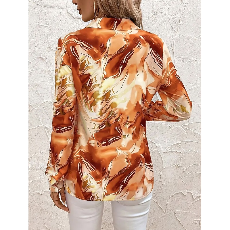 Women's Shirt Work Shirt Graphic Abstract Elegant Stylish Casual Long Sleeve Shirt Collar Regular Tops Work Party Evening Wear Daily Glitter Pink Blue Purple Fuchsia Orange Summer Fall Spring, Fall2