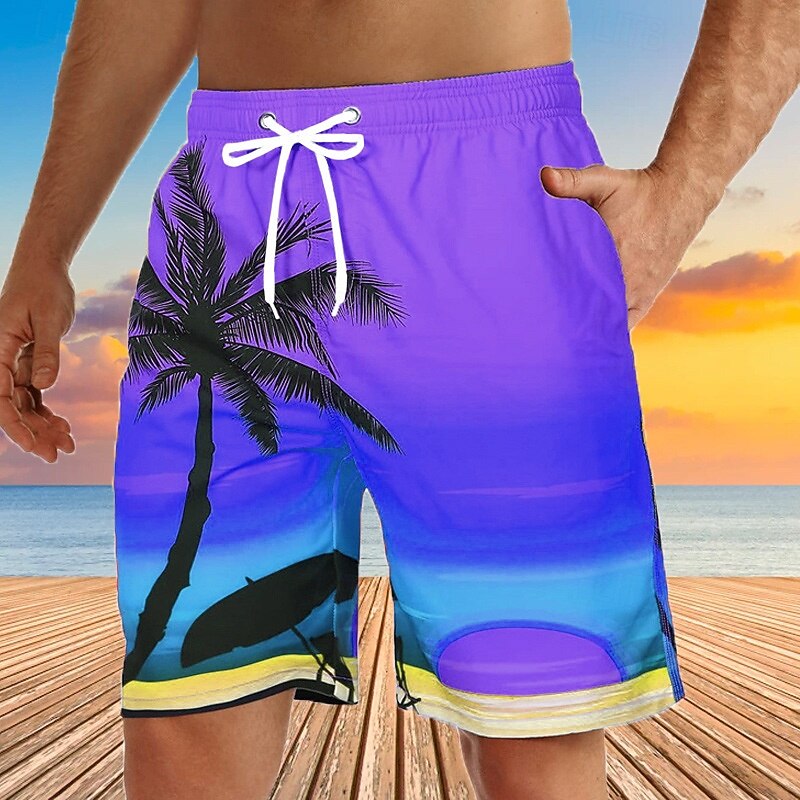 Men's Swim Trunks Swim Shorts Quick Dry Breathable Swimwear Bottoms Swimming Surfing Beach Water Sports Tropical Printed Summer Spring2