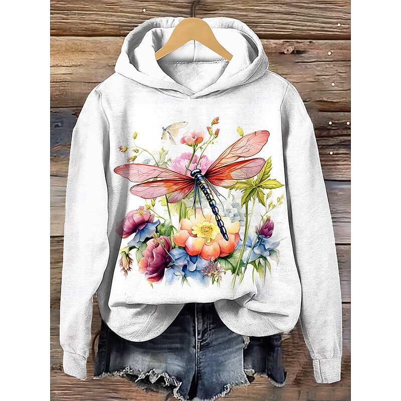Women's Hoodie Pullover Sweatshirt Oversized Long Sleeve Casual Graphic Animal Vintage Fashion Hooded Regular Tops Street Dailywear Holiday Print White Pink Red Khaki Fall Winter4