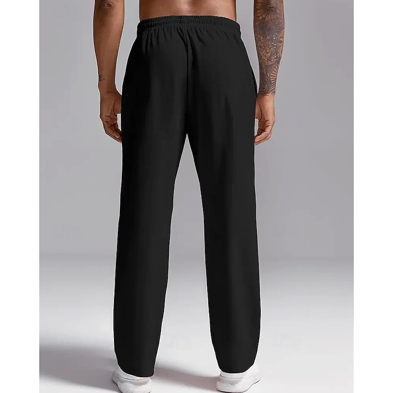 Men's Sweatpants Trousers Straight Leg Sweatpants Pleated Pants Drawstring Pocket Elastic Waist Plain Comfort Sports Outdoor Daily Fashion Casual Black Micro-elastic4