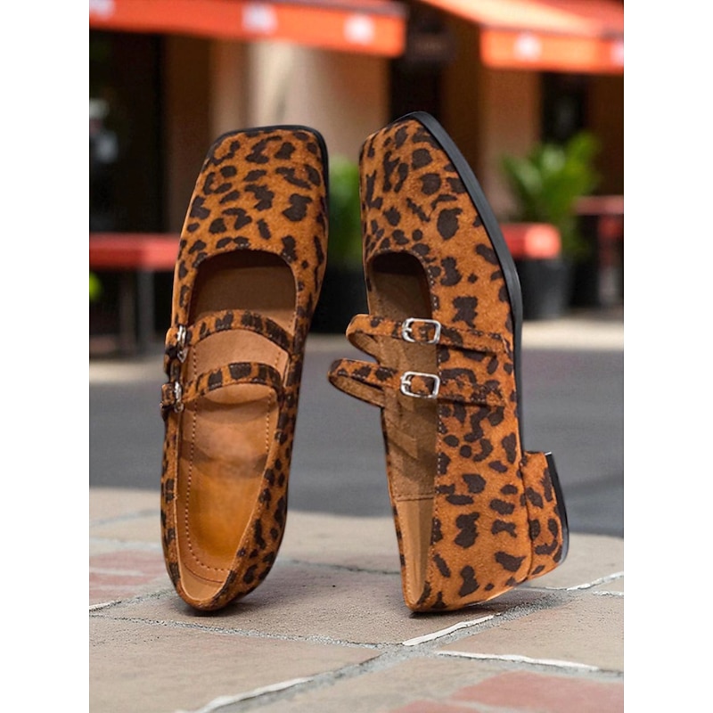 Women's Brown Suede Mary Jane Shoes – Double Strap Square Toe Block Heel Vintage Style Dress Shoes for Office, Casual Outings, and Autumn Fashion Outfits