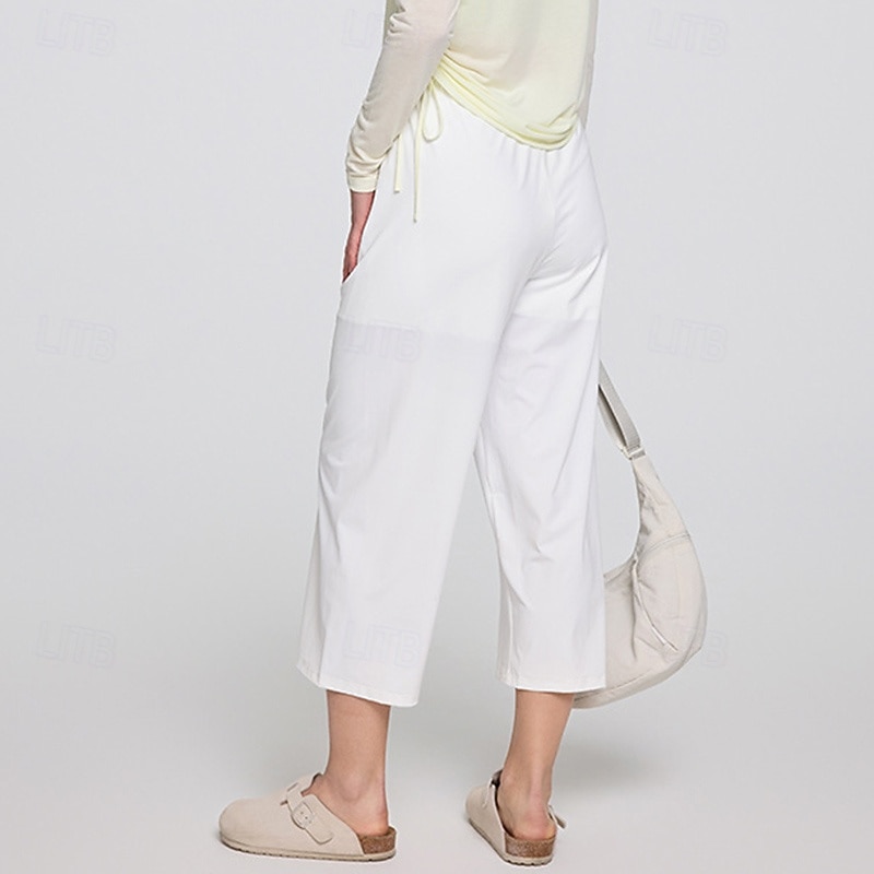 Women's Yoga Pants Sports Cropped Pants Gym Athletic Sports Bottoms Solid Color White Pink Blue Sports Activewear Loose Fit3