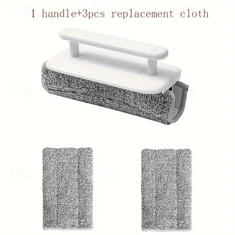 Window Track Cleaning Brush Set with Handle and 3 Microfiber Cloths, Easy-Glide Scraper for Home and Living Room, Non-Electric, Efficient Sliding Door Track and Gap Cleaner2