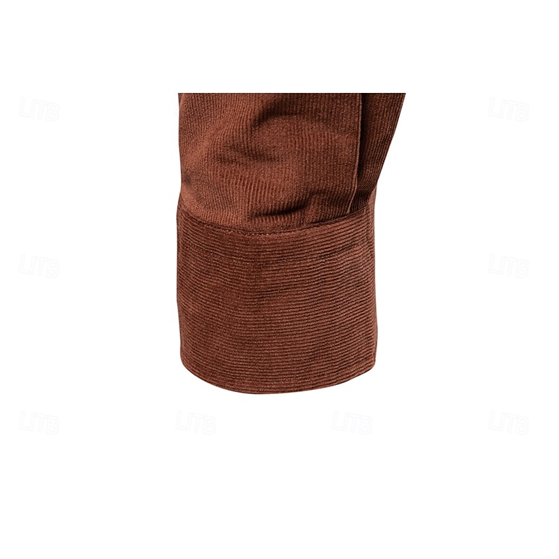 Men's Shirt Dark Navy Brown Army Green Long Sleeve Plain Shirt Collar School Formal Buttons Clothing Apparel Elegant Vintage Cool Daily4