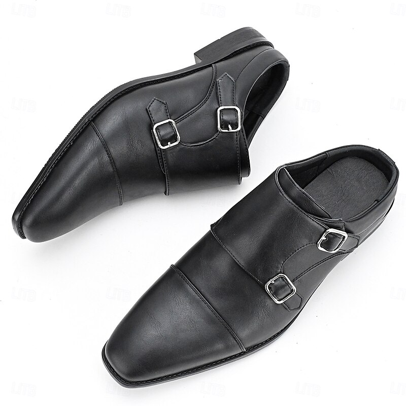 Men's Mule Shoes Double Monk Strap Slip-On Loafers Business Casual Dress Shoes for Office and Daily Wear3