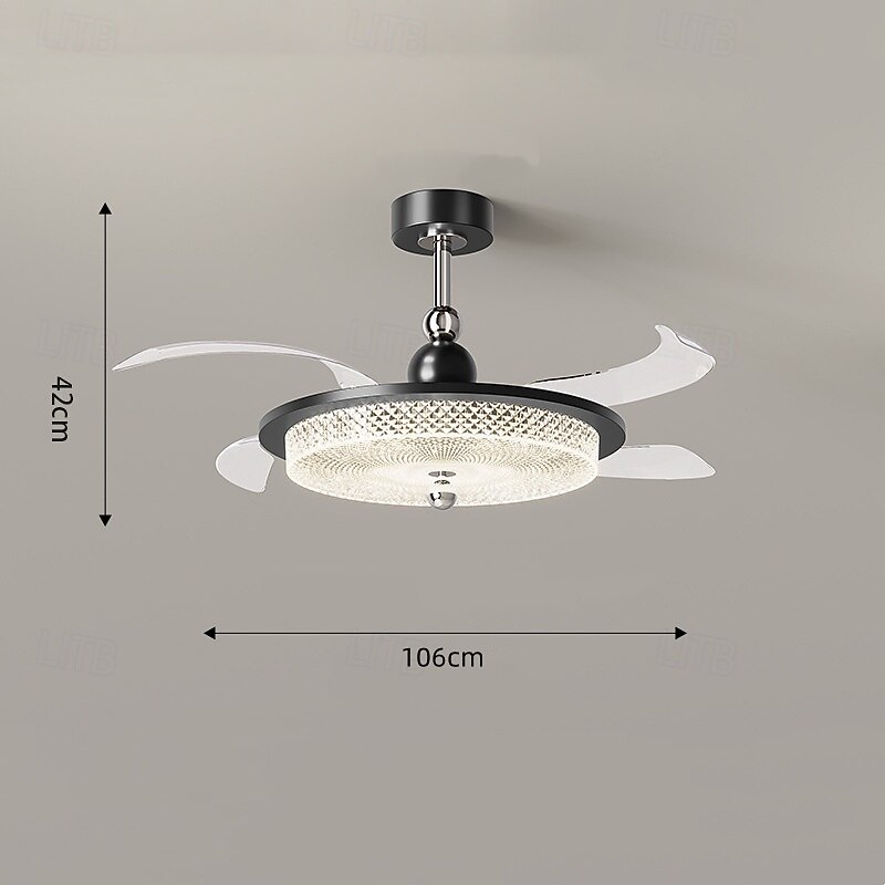 LED Ceiling Fans Dimmable with Remote Contral 106cm Flush Mount Ceiling Lamp Acrylic Lampshade Chandelier Bedroom Living Room3