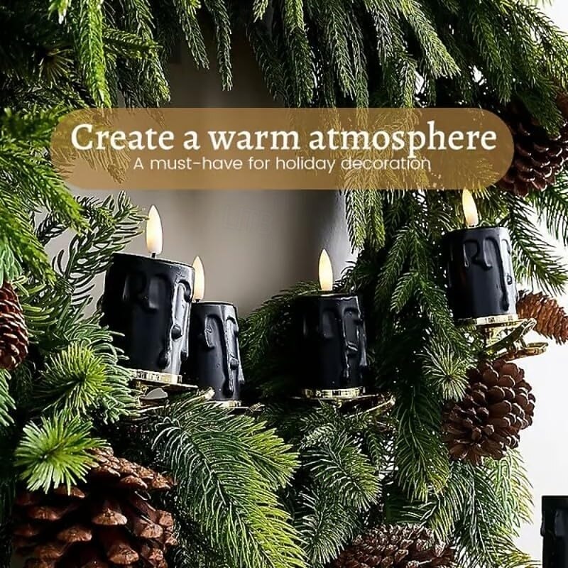 Clip-On Flameless Candle Lights LED Cone-Shaped Festival Clip Candle Flickering Clip-On Taper Candle Stick with Removable Clips for Holiday Home Garden and Wedding Parties4