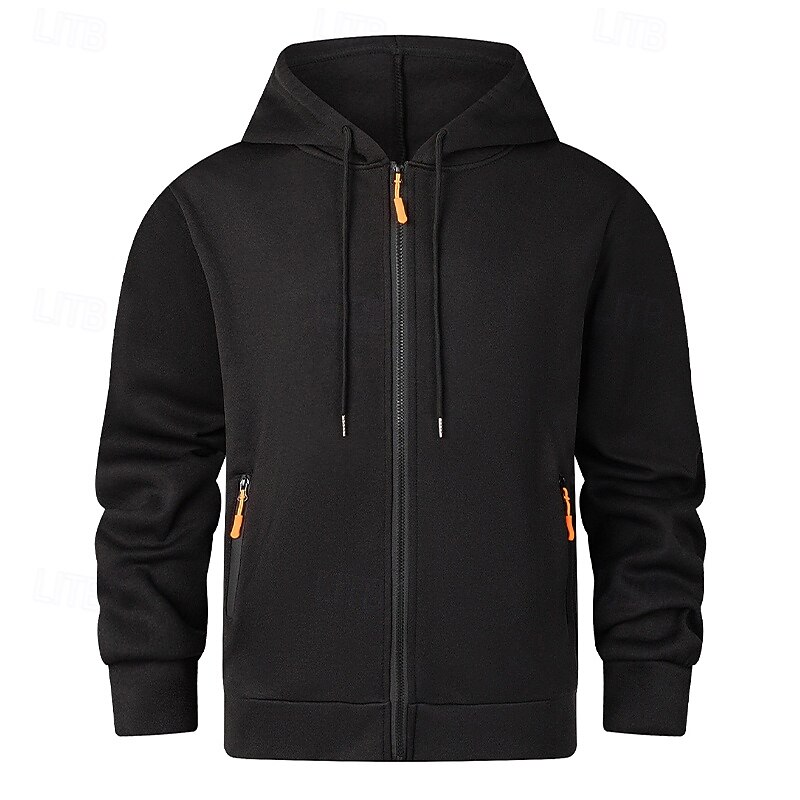 Men's Hoodie Full Zip Hoodie Fleece Hoodie Tactical Hoodie Black Navy Blue Light Grey Dark Gray Hooded Plain Zipper Sports & Outdoor Casual Daily Streetwear Cool Sportswear Spring &  Fall Clothing3