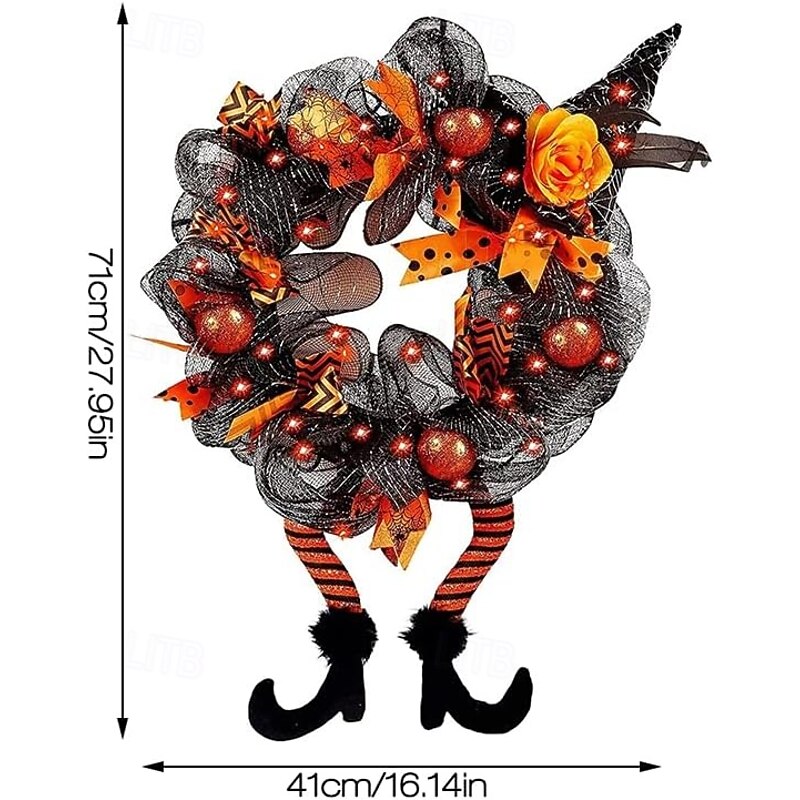 1 Pc 41CM Halloween Clown Glowing Flower Wreath Display Window Wall Door Sect Decoration Light for Festival Atmosphere Purple Orange Lights4