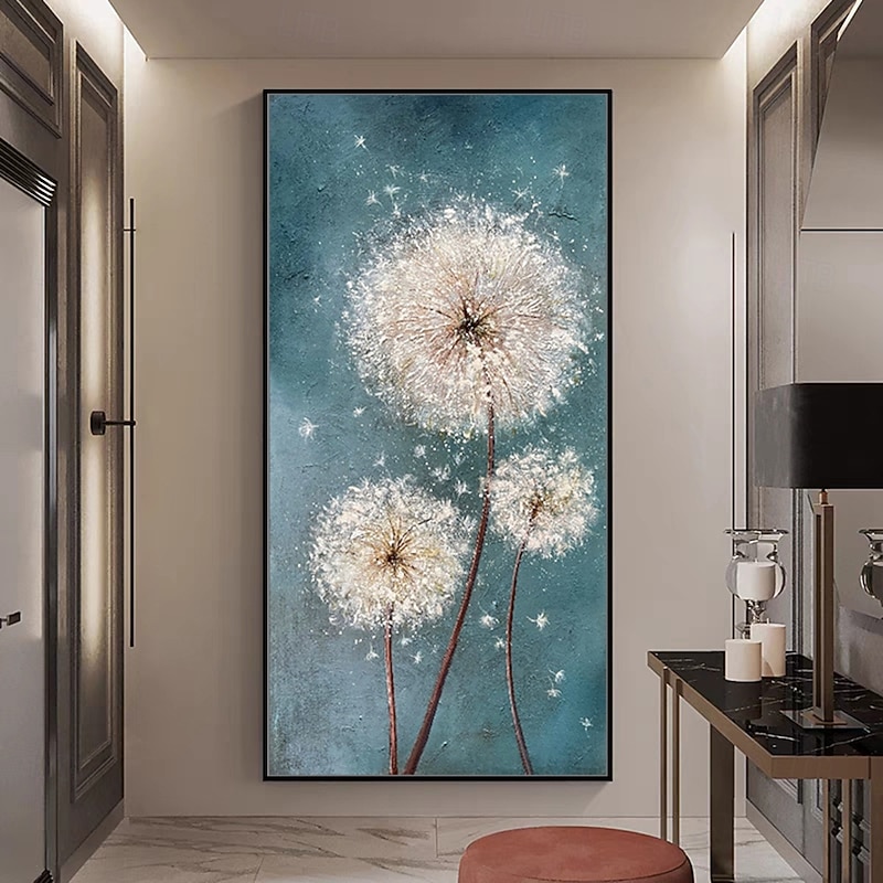 Mintura Handmade Textured Flower Oil Paintings On Canvas Wall Art Decoration Modern Abstract Dandelion Picture For Home Decor Rolled Frameless Unstretched Painting3