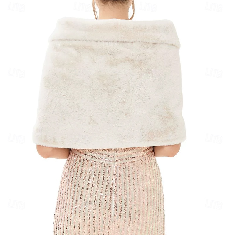 Shrug Elegant Vintage Half Sleeve Faux Fur Wedding Wraps With Pure Color For Wedding Spring2