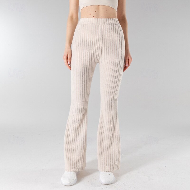 Women's Flared Pants Casual Pants High Waist Athletic Pilates Running Bottoms Solid Color Black White Fall Sports Activewear Slim4