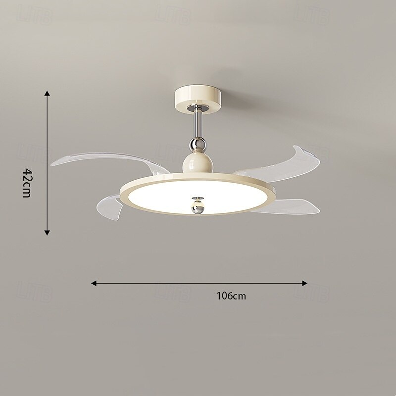 Ceiling Fan with Lights 106cm Dimmable LED 3 Color 6 Speeds Timing Reversible Blades with Remote Control, Household Fan Chandelier, indoor Low Profile Flush Mount Ceiling Fan4