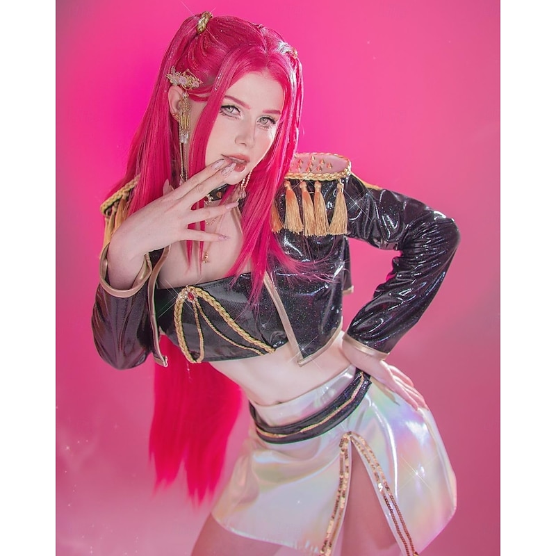 Korean Idol Inspired Cosplay Wigs Anime Pop Star Costume Wigs Purple Braids Adults Accessories Prop2