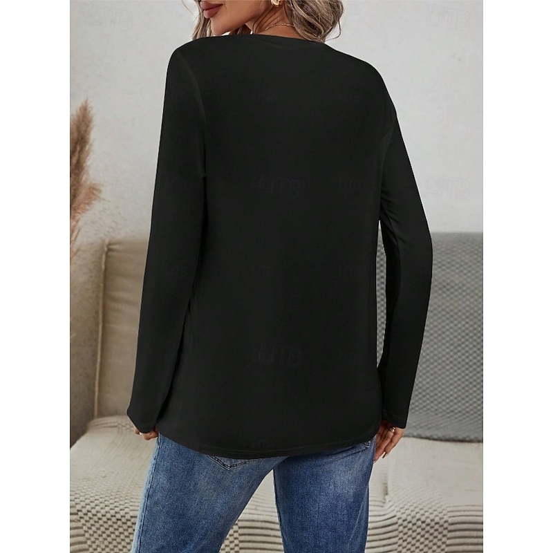 Women's T Shirt Graphic Butterfly Letter Vintage Stylish Classic Long Sleeve Crew Neck Regular Tops Daily Print Black White Blue Orange Green Summer Spring Fall3