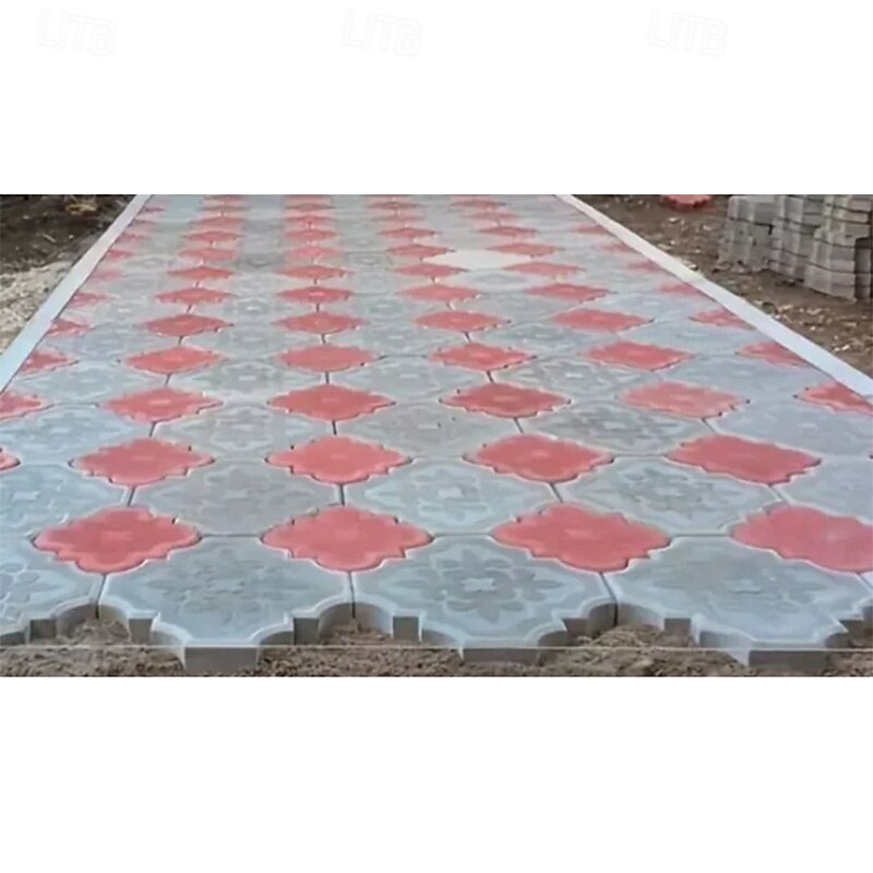 2pcs Beautiful Plastic Molding Large Paver Concrete Mold Concrete Mold Cement Mold, Plastic Brick Mold Concrete Mold Stone Paver Mold, Making Large and Small "Lily Flower" Type Interlocking Footing3