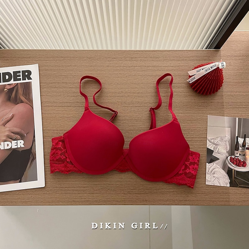 Women's Lace Lingerie Bra Lace HoleNightwearNylon POLY Daily Wear Undergarments Black Red Khaki Beige Spring & Summer Fall & Winter3