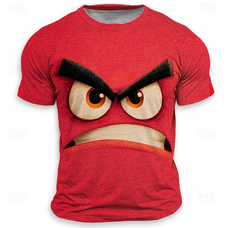 Men's Optical Illusion 3D Funny Emotes T Shirt Short Sleeve T shirt 3D Print Crew Neck Shirt Fashion Exaggerated Designer Party Street Casual Yellow Red Blue Summer Spring All Seasons Clothing Apparel