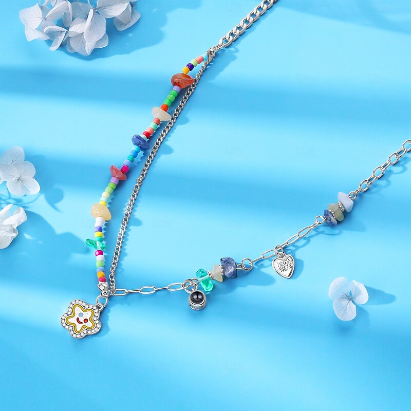 Personalized Projection Necklace Custom Photo Colorful Beaded Jewelry, Custom Picture Pendant, Cute and Trendy Projection Jewelry, Perfect Valentine’s Day Gift for Girlfriend2