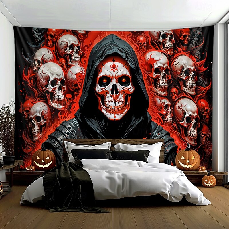 Halloween Tapestry Banners Blanket Grim Reaper Vampire Dark Punk Gothic Style Party Dorm Shooting Backgrounds Home Decor4