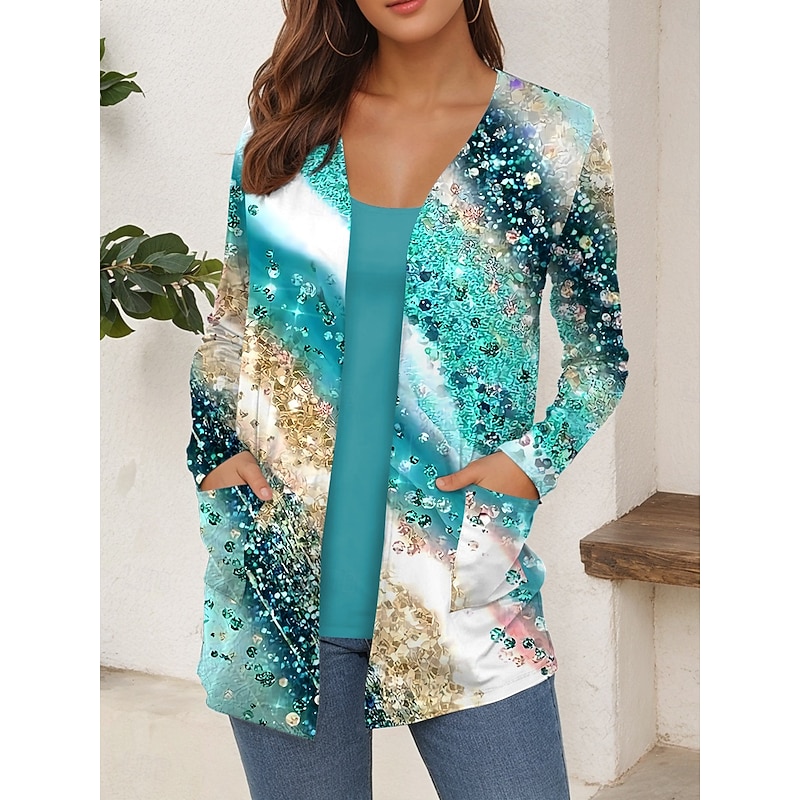 Women's T Shirt Graphic Geometric Abstract Vintage Stylish Casual Long Sleeve V Neck Regular Tops Daily Print Red Blue Purple Green Summer Spring Fall