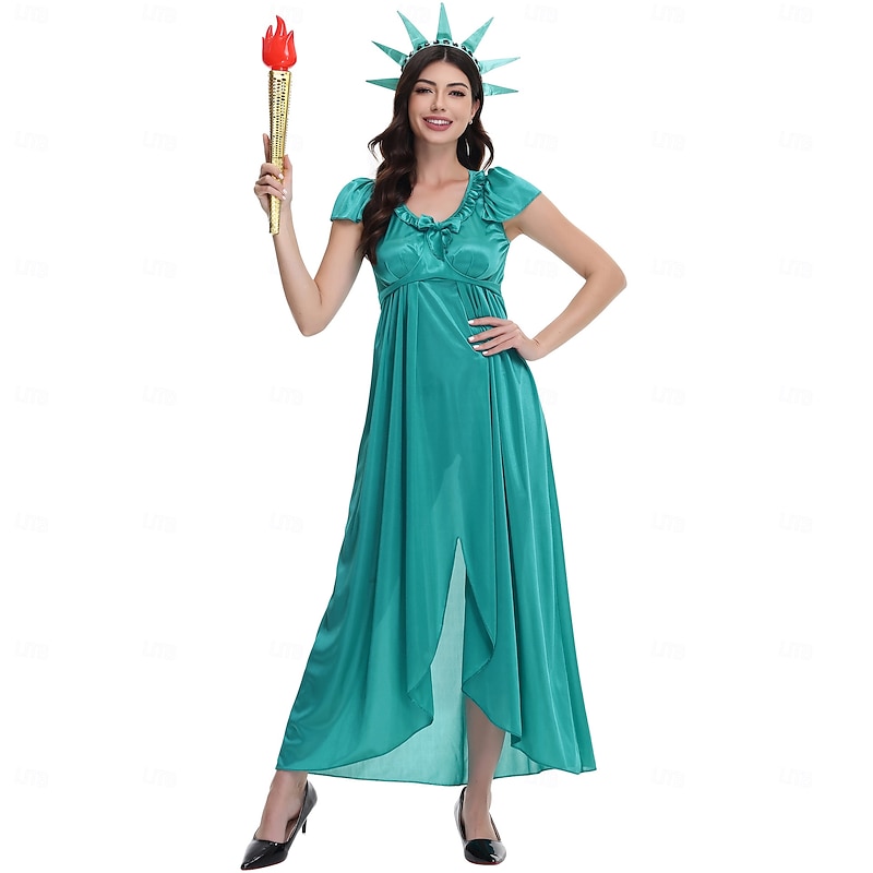 Statue of Liberty Halloween Party Costume Costume Cosplay Adults' Women's Halloween Carnival Performance Party Masquerade Easy Halloween Costumes Dress Up