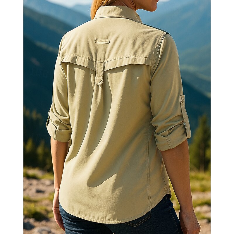 Women's Cargo Shirt Hiking top Long Sleeve Turndown Top Outdoor UV Sun Protection Quick Dry Breathable Polyester Black White Pink Tennis Golf Running2