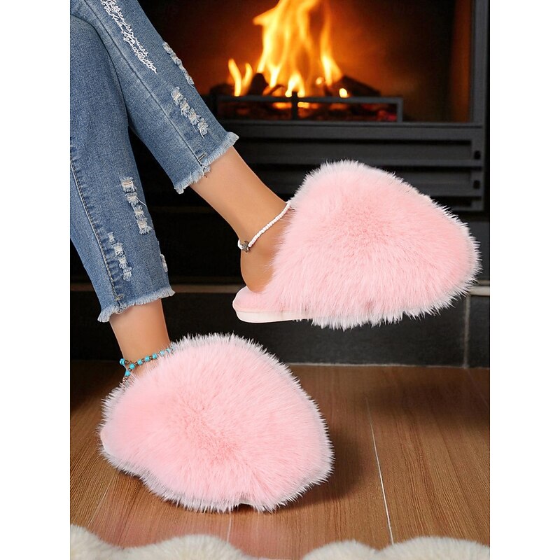 Women's Fluffy Faux Fur Slippers – Cozy Indoor Slide Shoes for Winter Home and Lounge Wear3