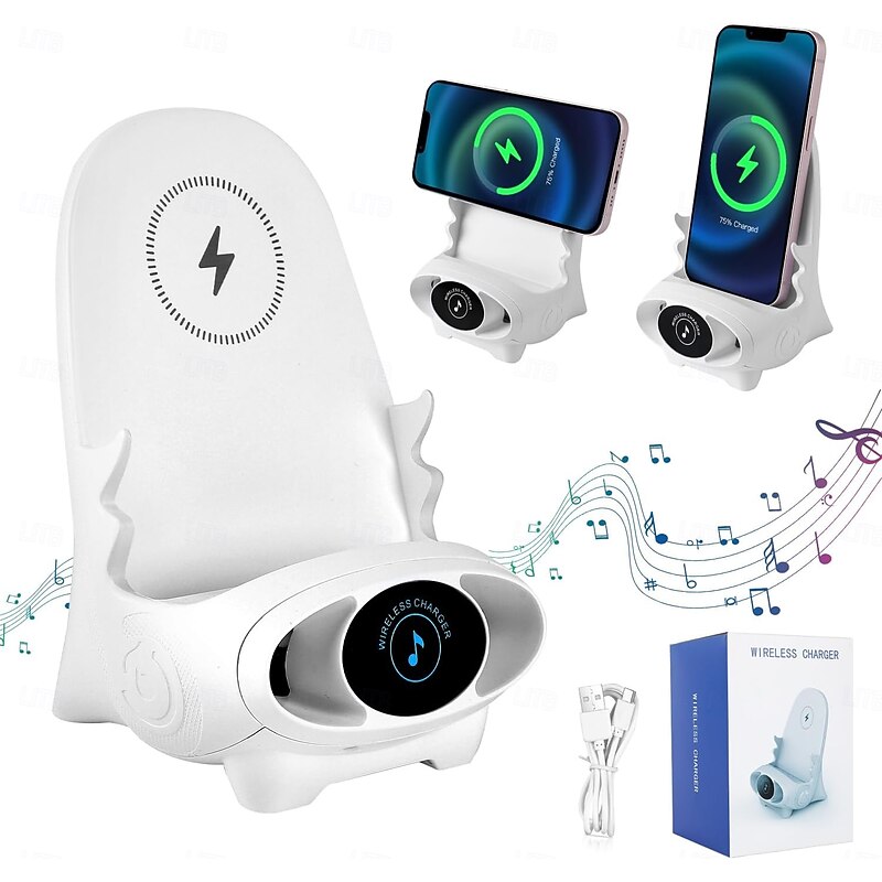Portable Mini Chair Wireless Charger Phone Holder,Wireless Fast Charger Multifunctional Phone Holder, Multifunctional Wireless Fast Charging Station,3 in 1 Wireless Charger with Speaker Function