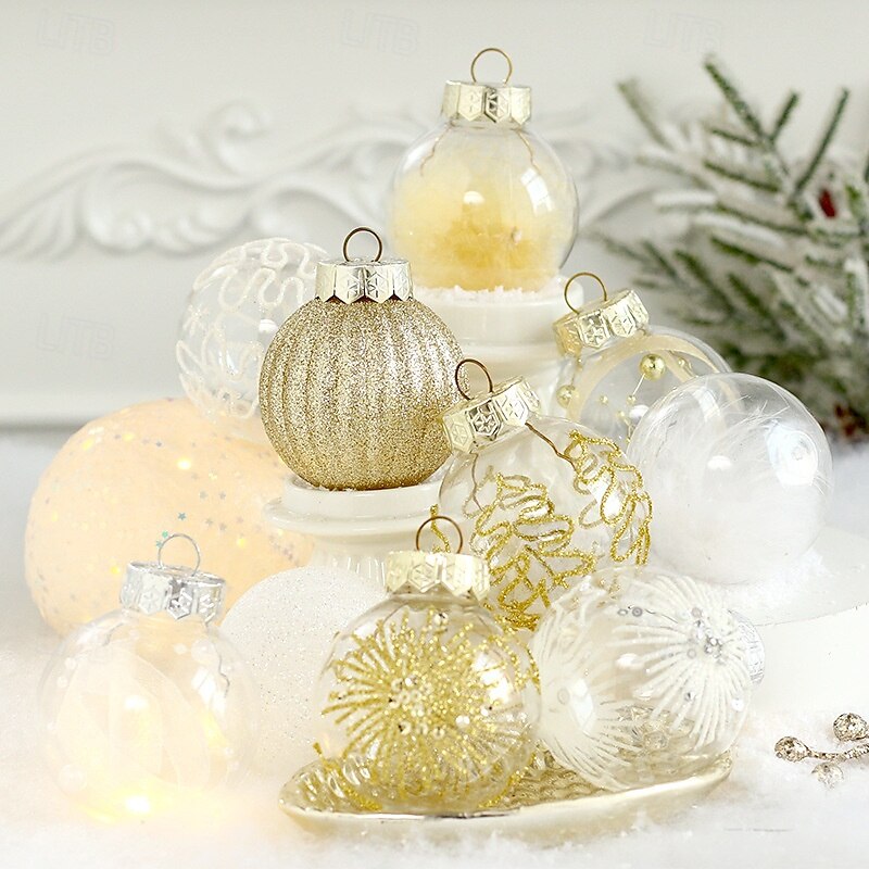30 pcs Christmas Tree Balls Baubles Ornaments, 6 cm/2.36 inch Xmas Decoration, Painted Clear PET Hanging Set, Christmas Ball Gift Set for Tree Decor2
