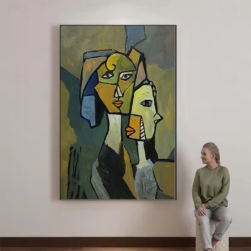 Handmade Oil Painting Canvas Wall Art Decoration Picasso's Style Abstract Figures for Home Decor Stretched Frame Hanging Painting/Rolled Frameless Unstretched Painting