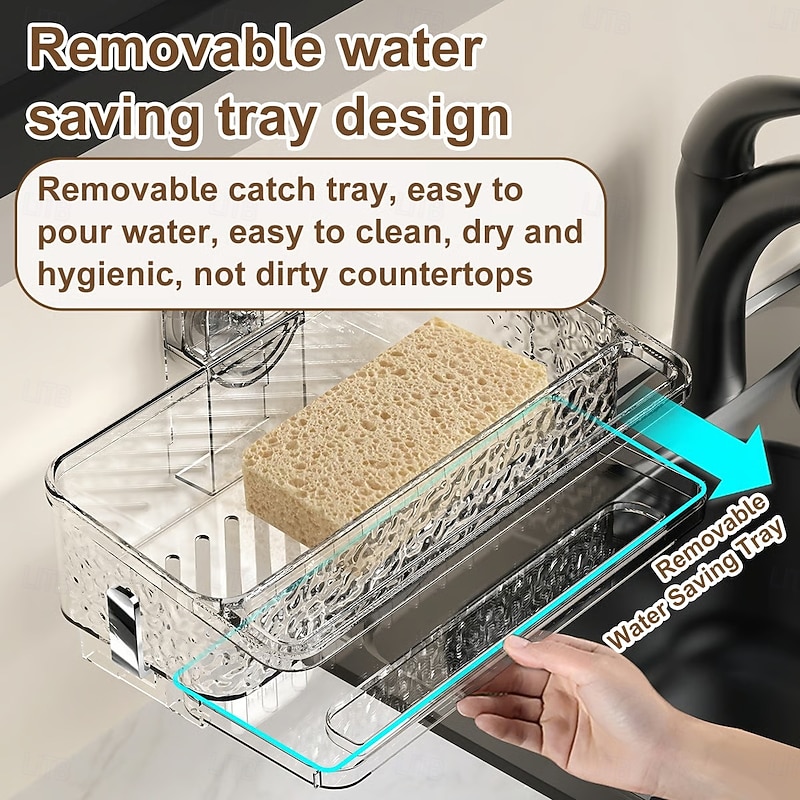 Absorbent Sink Drain Basket Suction Cup Multifunctional Kitchen Storage Rack Wall Mounted Large Capacity Dish Cloth Holder Hanging Organizer For Home Use2