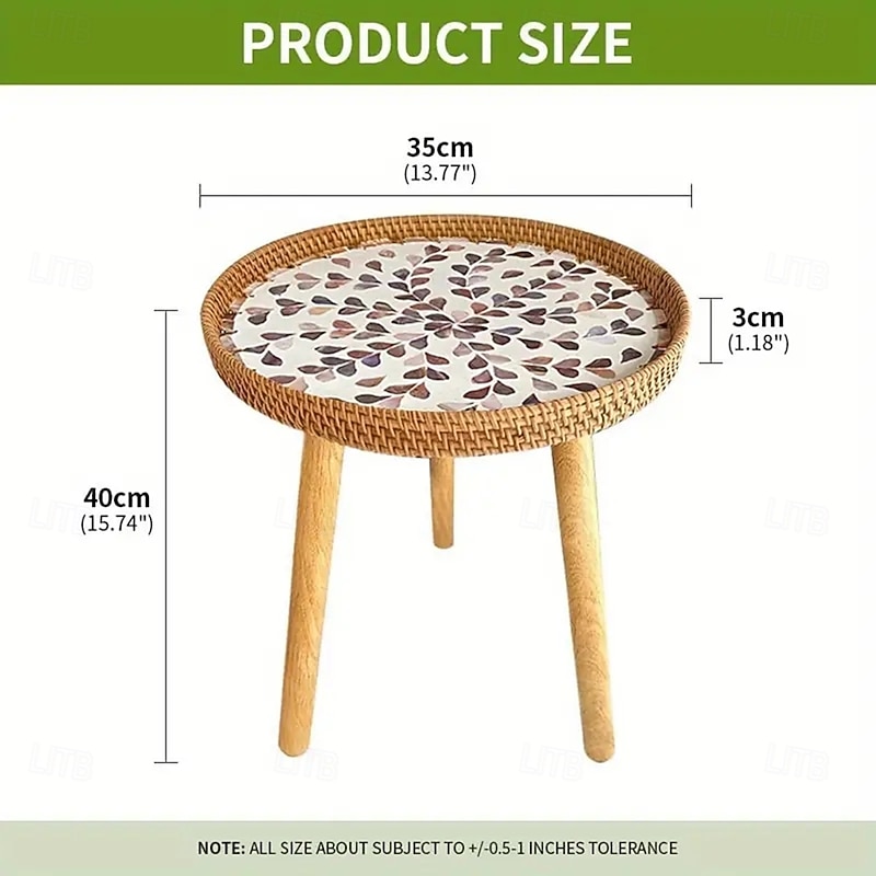 1 Piece Hand Woven Edge Table - Modern Triangular Base Edge Table Suitable for Living Rooms Terraces Offices - Compact Decorative Furniture Easy To Assemble Space Saving Design Multifunctional T4