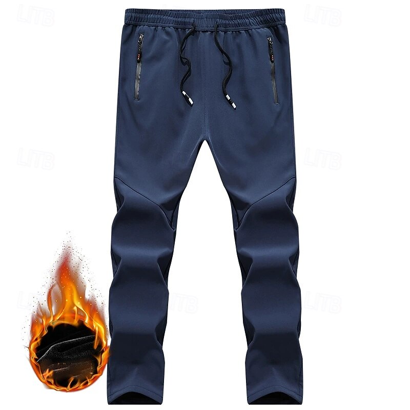 Women's Cargo Pants Slacks Casual Plus velvet Full Length Natural Plain Drawstring Thermal Warm Windproof Comfortable Street Holiday Daily Wear Pinky Navy Black Winter Regular Fit