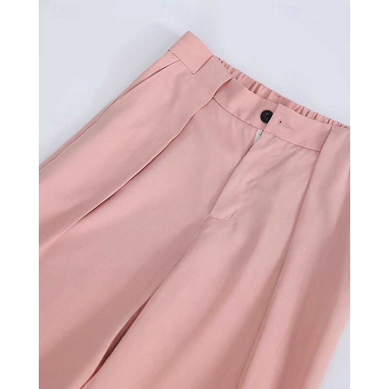 Men's Dress Pants Trousers Chinos Slacks Pocket Buttons Plain Comfort Formal Party Work Fashion Classic Style Pink Micro-elastic4