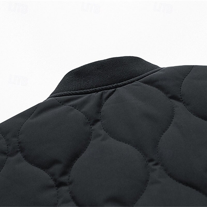 Men's Winter Coat Quilted Jacket Parka Pocket Polyster Vacation Daily Wear Date Regular Fashion Casual Comfortable Thermal Warm Winter Solid / Plain Color Black Yellow Khaki Army Green Puffer Jacket4